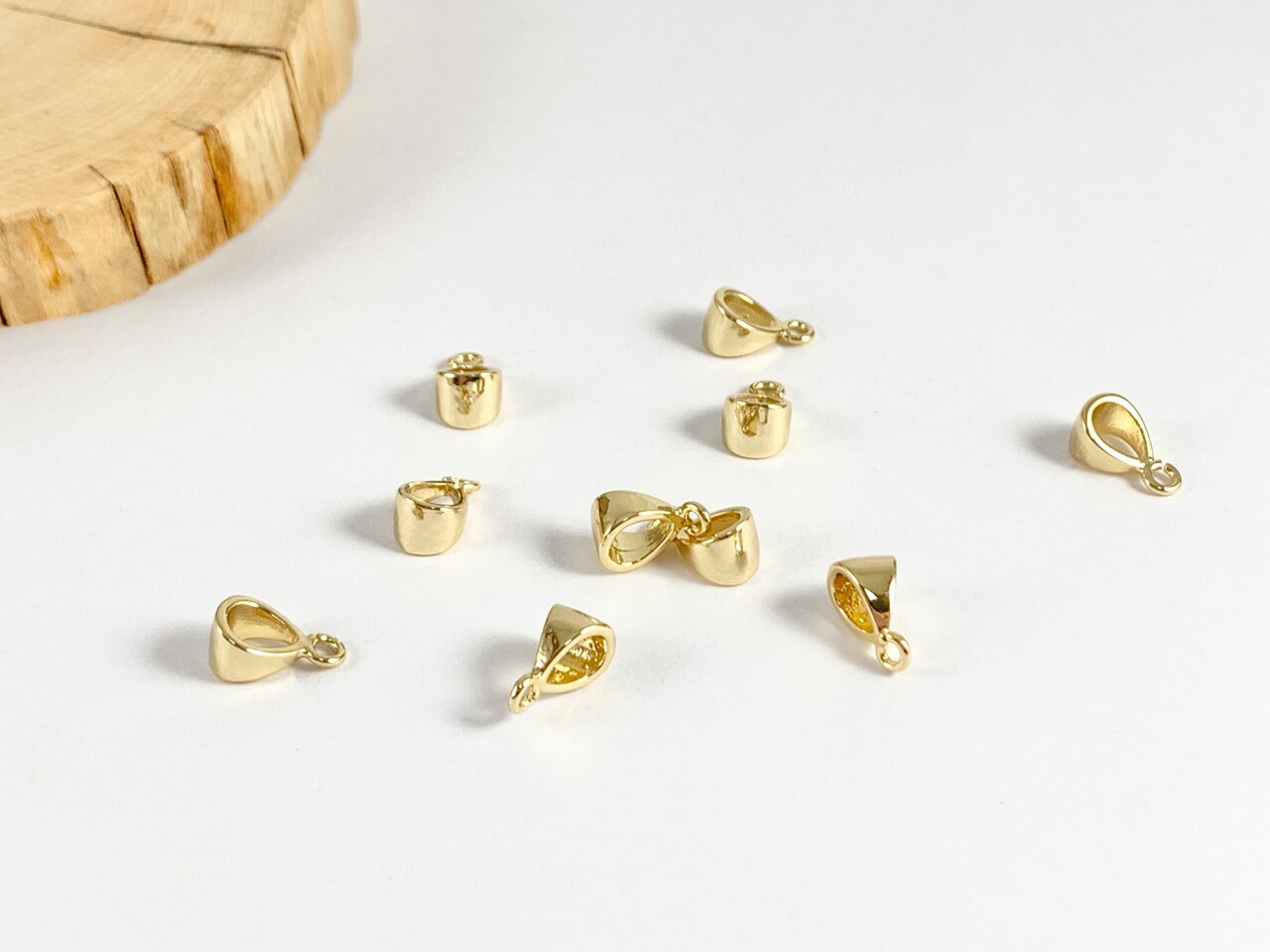 Bails for Pendants in 18K Gold plated Copper in Open Loop 2pcs